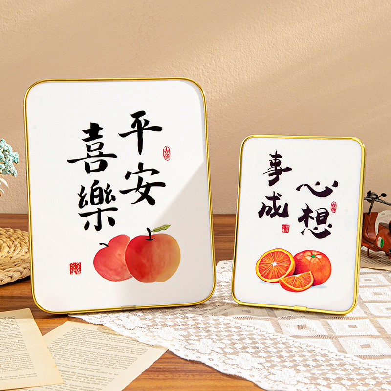 Creative Peace and Joy Picture Frame Desk Motivational Art Frame for Living Room Study Hand-painted Calligraphy Decoration Wholesale