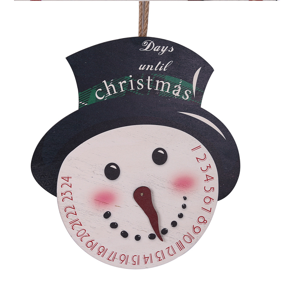 Christmas New cartoon Christmas wooden pendant indoor decoration Christmas tree pendant Christmas Snowman clock door plate ornaments_voghion.com