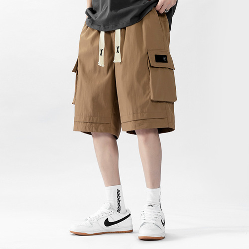 American Loose Plus Size Workwear Casual Shorts Men Summer Sports Five-Pocket Wide Leg Multi-Pocket Straight Leg Shorts