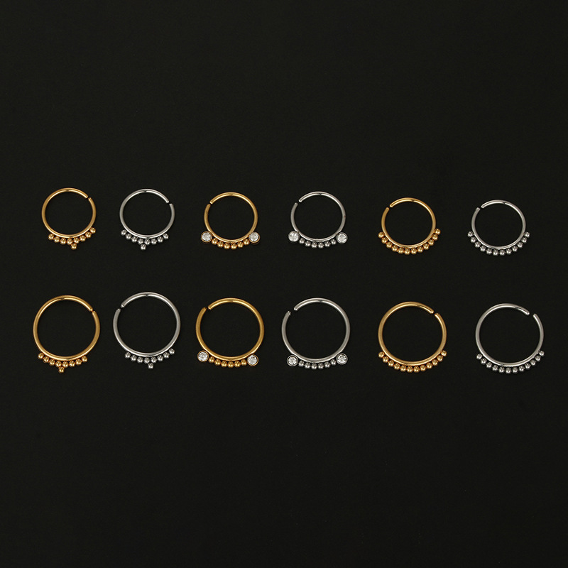 Nose Ring Classification Fashion Round Stainless Steel Plating Nose Ring 1 Piece Nose Pin