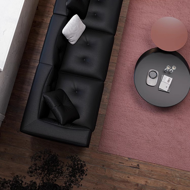 Sofá Dilan italiano minimalista sofá de cuero, primera capa de sofá de cuero de vaca, sala de estar villa de diseño de piso plano, sofá recto
