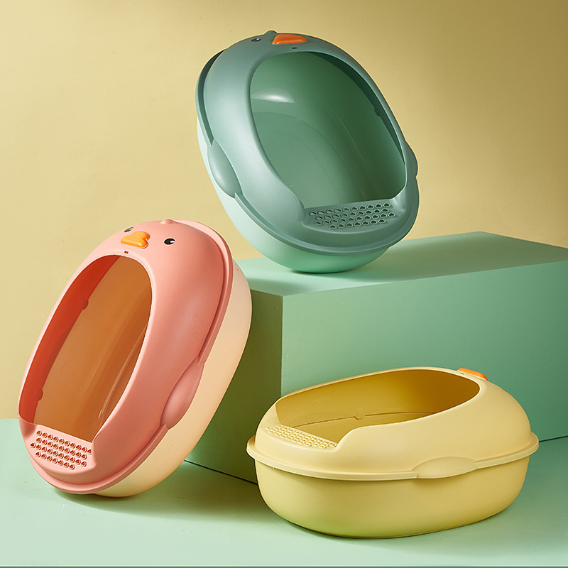 Pato caja de arena para gatos semi cerrada inodoro para gatos al por mayor limpieza de gatos anti-salpicaduras caja de arena para gatos en el hogar suministros para mascotas