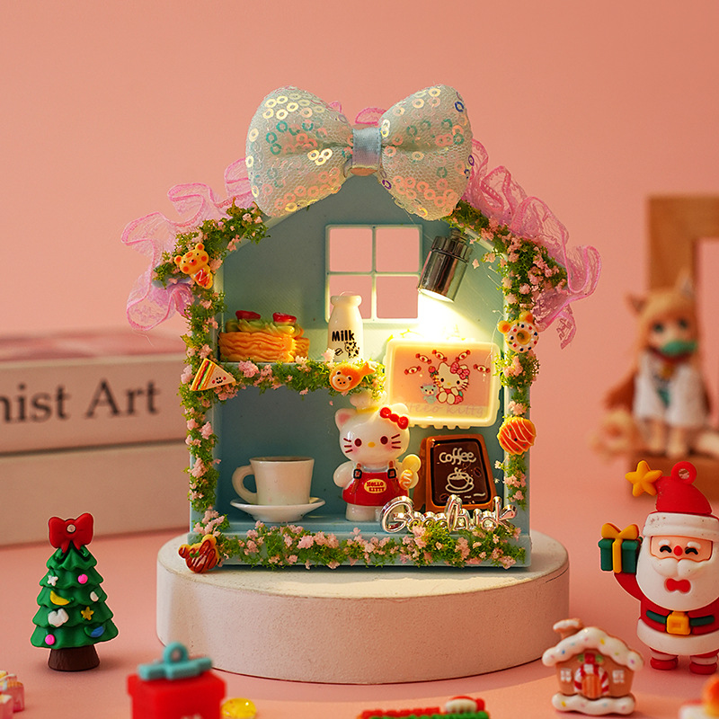 창의적인 수제 Diy 미니어처 장식 발광 작은 책상용 작은 집 장식 미세 경관 장면 이미지 2