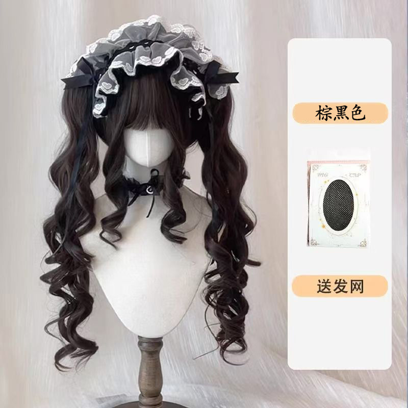 【泡芙卷卷】假发女洛丽塔罗马卷虎口夹双马尾lolita长卷发全头套|undefined