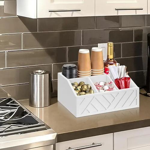 Wooden storage box coffee tea bag organizer separator household coffee paper cup bar top real wood storage box