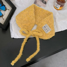 毛绒耳罩针织围巾女2025新款冬季保暖护耳含羊毛绑带护颈围脖批发