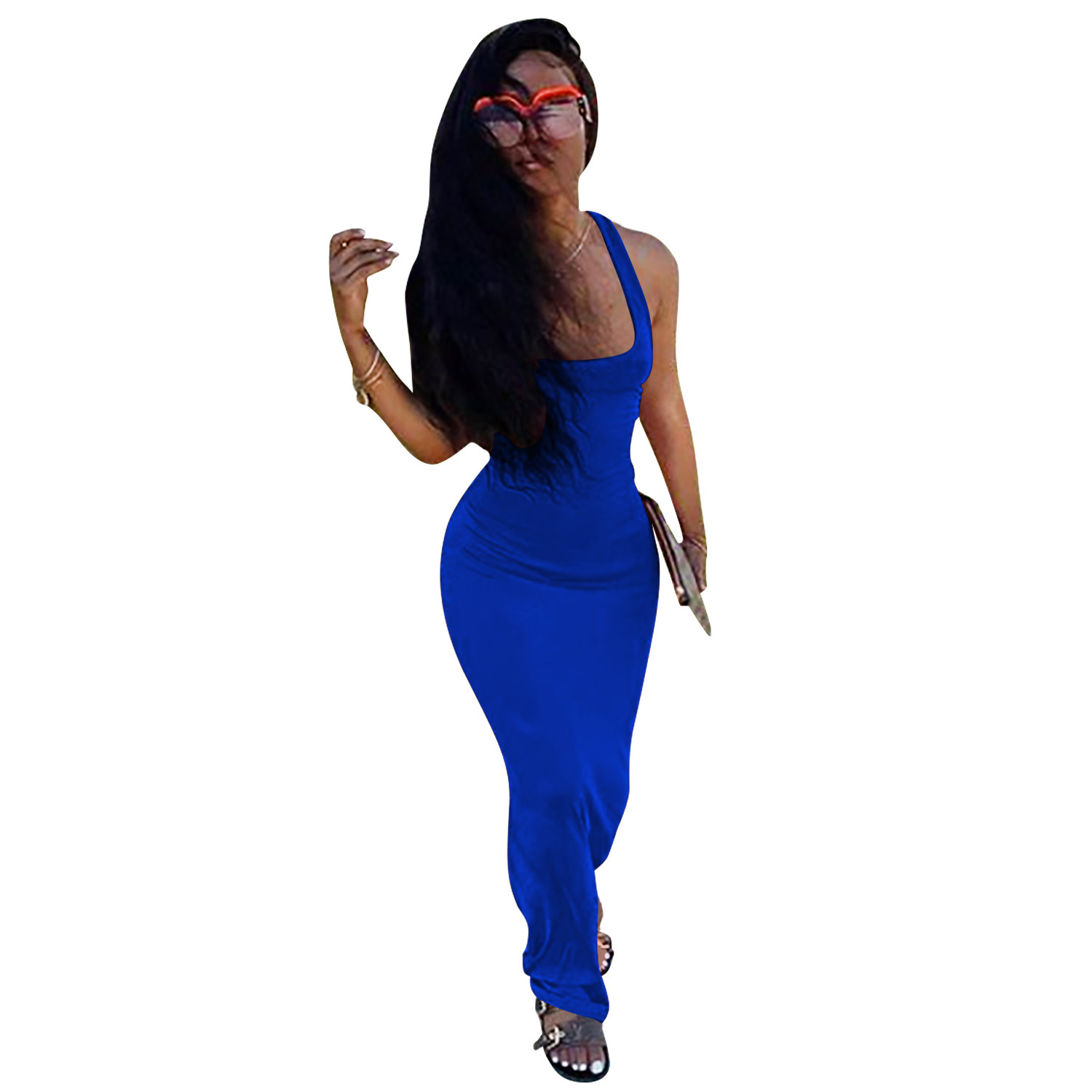 C3643 spot transfronterizo moda femenina europea y americana color sólido vestido sexy falda de trapeador falda larga con cordones AliExpress