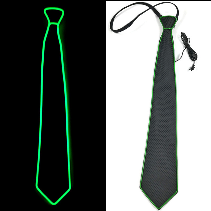 Corbata LED novedosa con luz EL para fiestas de disfraces, bares, accesorios de iluminación para discotecas, corbata intermitente con diez opciones de color.