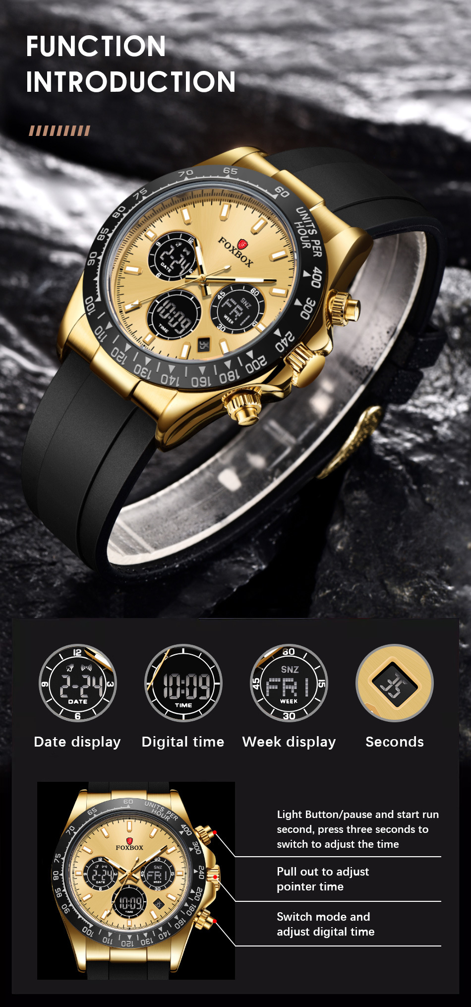 FOXBOX New Dual Display Multifunctional Electronic Watch Luminous Sports Fashion Digital Display Chronograph Watch 0055_voghion.com