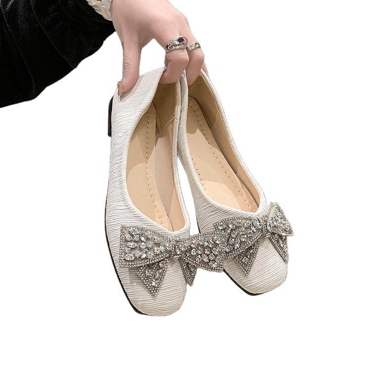 Women's Square Toe Soft Leather Flat Loafers Versatile Ballet Shoes_voghion.com