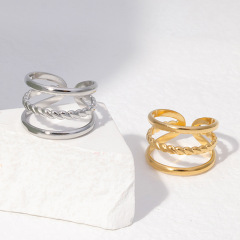 歐美跨境不鏽鋼飾品不掉色開口鈦鋼指環不掉色簡約時尚戒指女批發