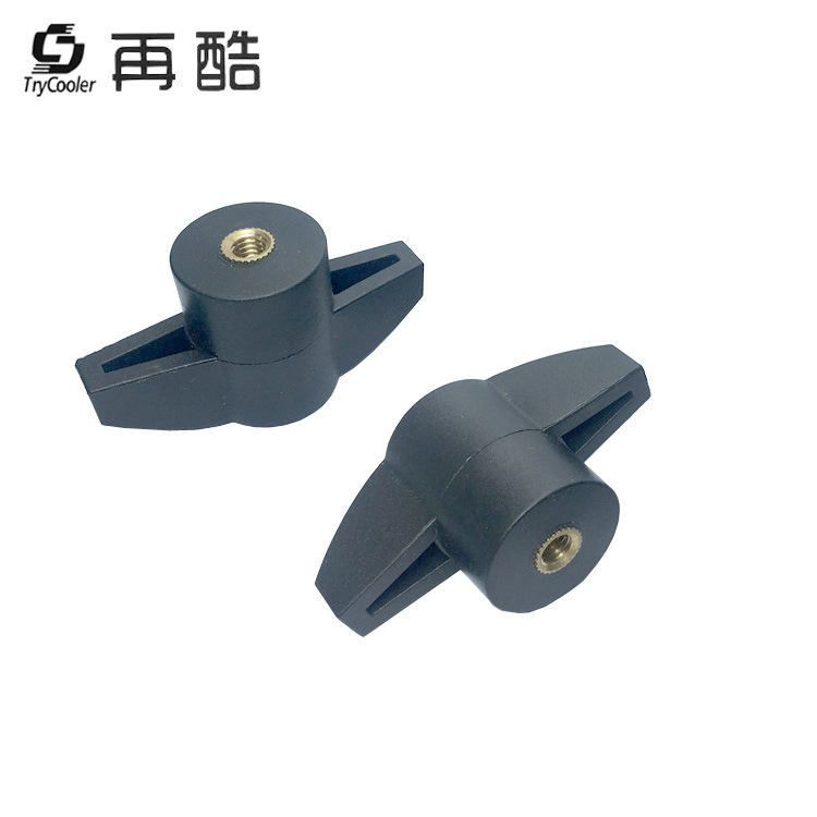 60mm大体积一字手拧螺母  m6塑料包胶手柄 盲孔铜螺母 现货可定制