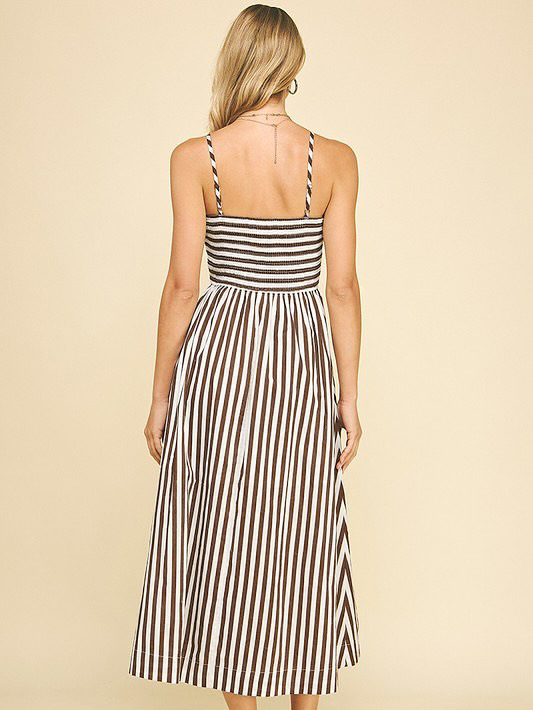 Women's Clothing Striped Maxi Dress With Pockets – Lightweight Resort Wear For Summer, American Style"​​_ecoleips.com