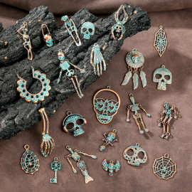 万圣节骷髅耳环跨境热销diy饰品配件黑暗风幽灵骷髅骨架耳钉耳饰