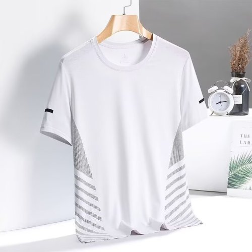 Ice silk quick-drying T-shirt men's short-sleeved summer men's large-size half-sleeved tops outdoor running sports T-shirt round collar