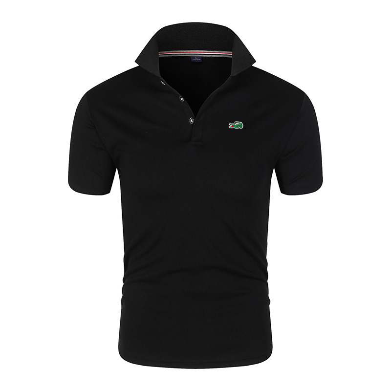 Summer Work Clothes Polo Shirt Men's Casual Comfortable Short-Sleeved Trendyy Lapel Top Crocodile Embroidered Logo