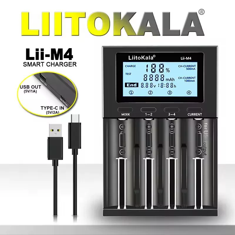 [Оптовая LiitoKala Lii-M4 18650 26660 зарядное устройство с разделением емкости/ЖК-дисплей]