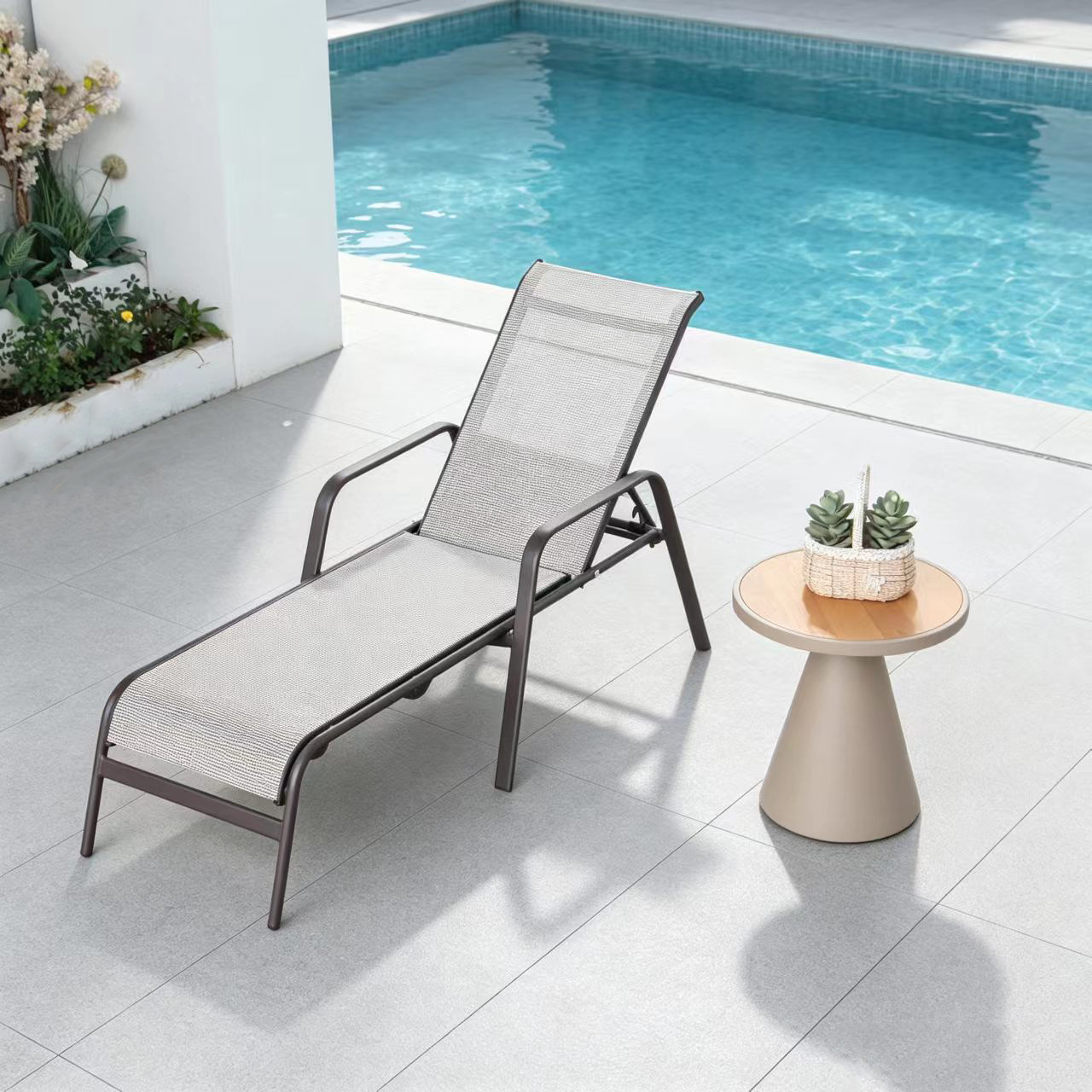 Cama de playa silla de playa de ocio piscina balcón patio piscina de ocio al aire libre silla de siesta plegable portátil image 9