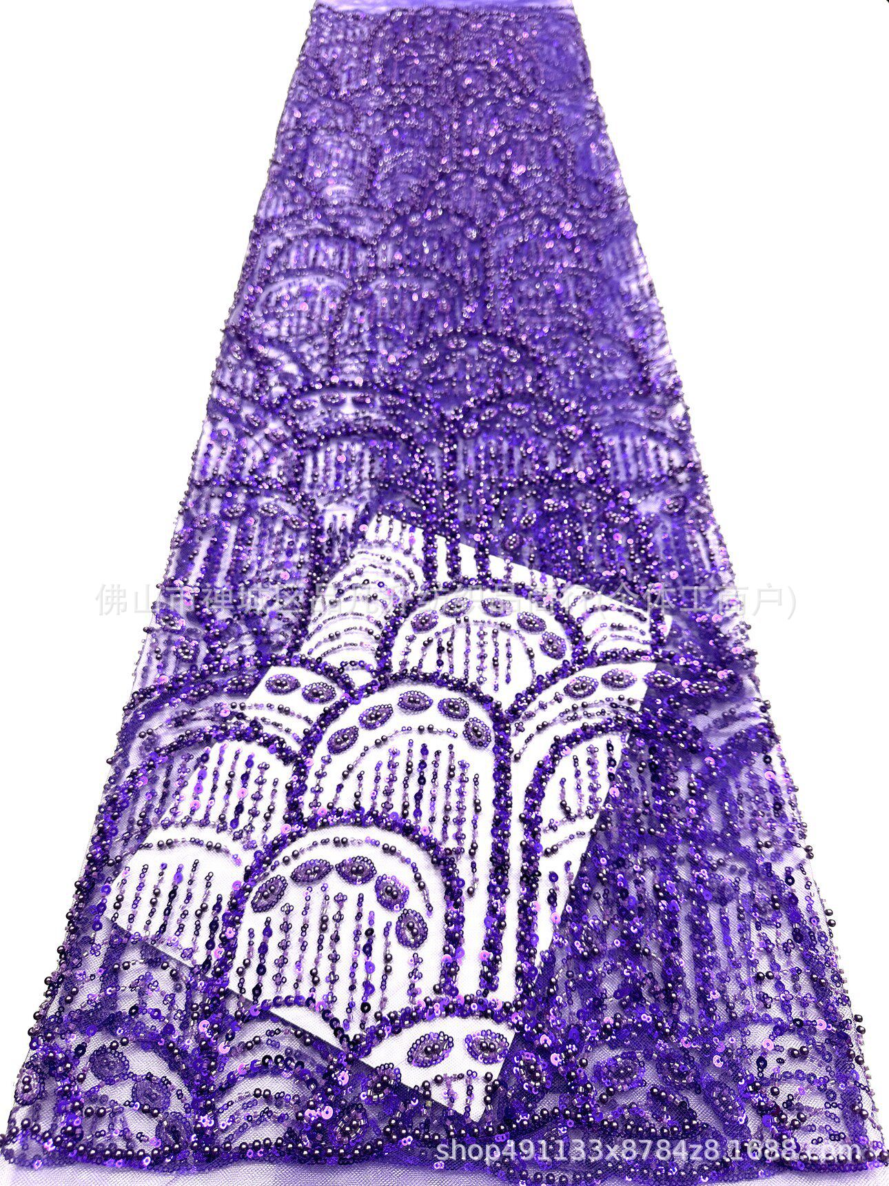 Tejido de bordado de perlas tridimensionales de bordado de perlas de clavos de moda atmósfera europea y americana vestido de boda vestido de moda tela