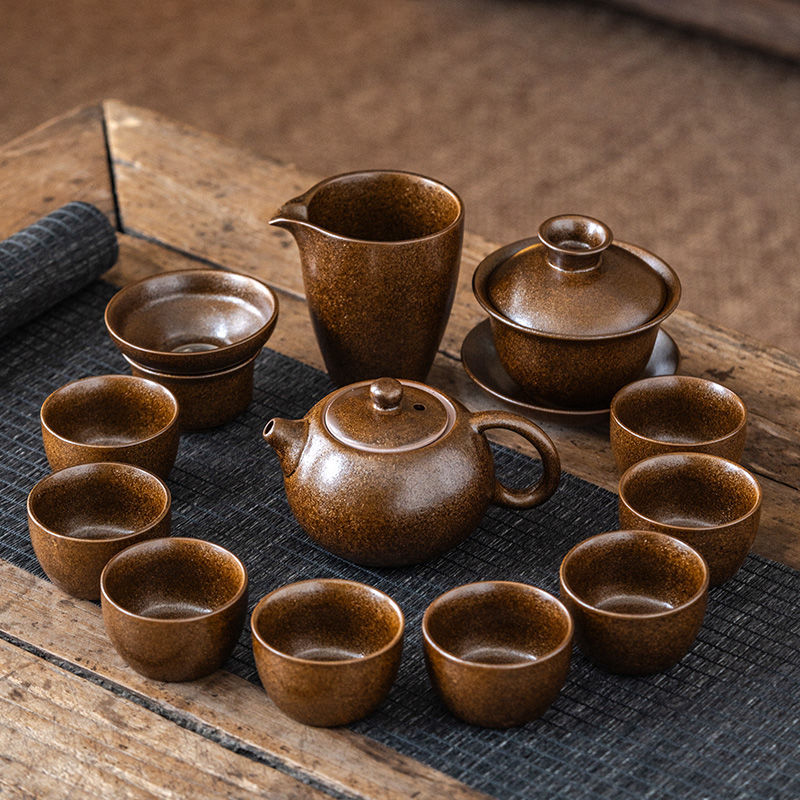 陶瓷功夫茶具套装提梁壶整套西施壶黄金万两窑变釉家用客厅泡茶壶