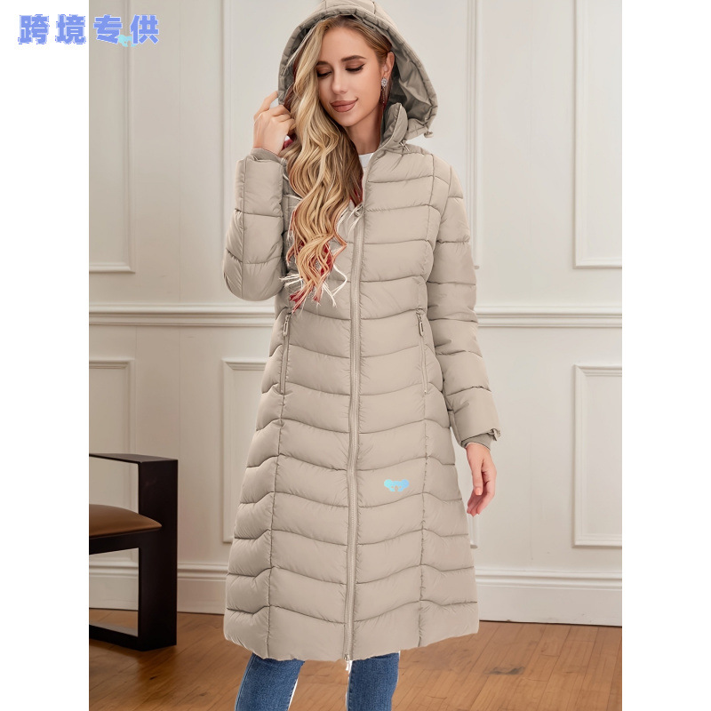 Women's Long Quilted Hooded Coat Warm Stylish跨境代发