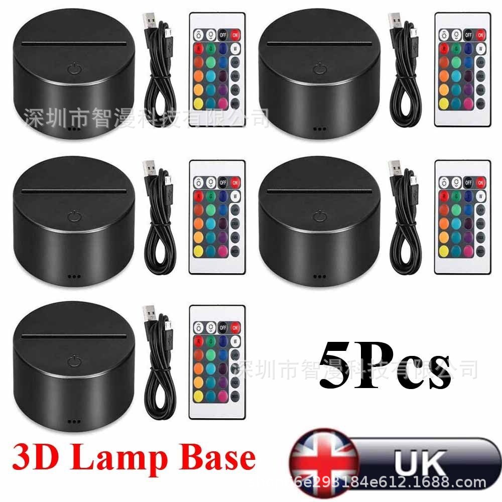 Transfronterizo nuevo exótico 3D luz de la noche titular USB Toque control Remoto colorido luz de la noche lámpara de mesa de acrílico combinación base