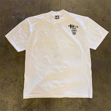 KATMOU 字母编号1印花体恤衫男女小众设计感情侣款短袖T恤1654