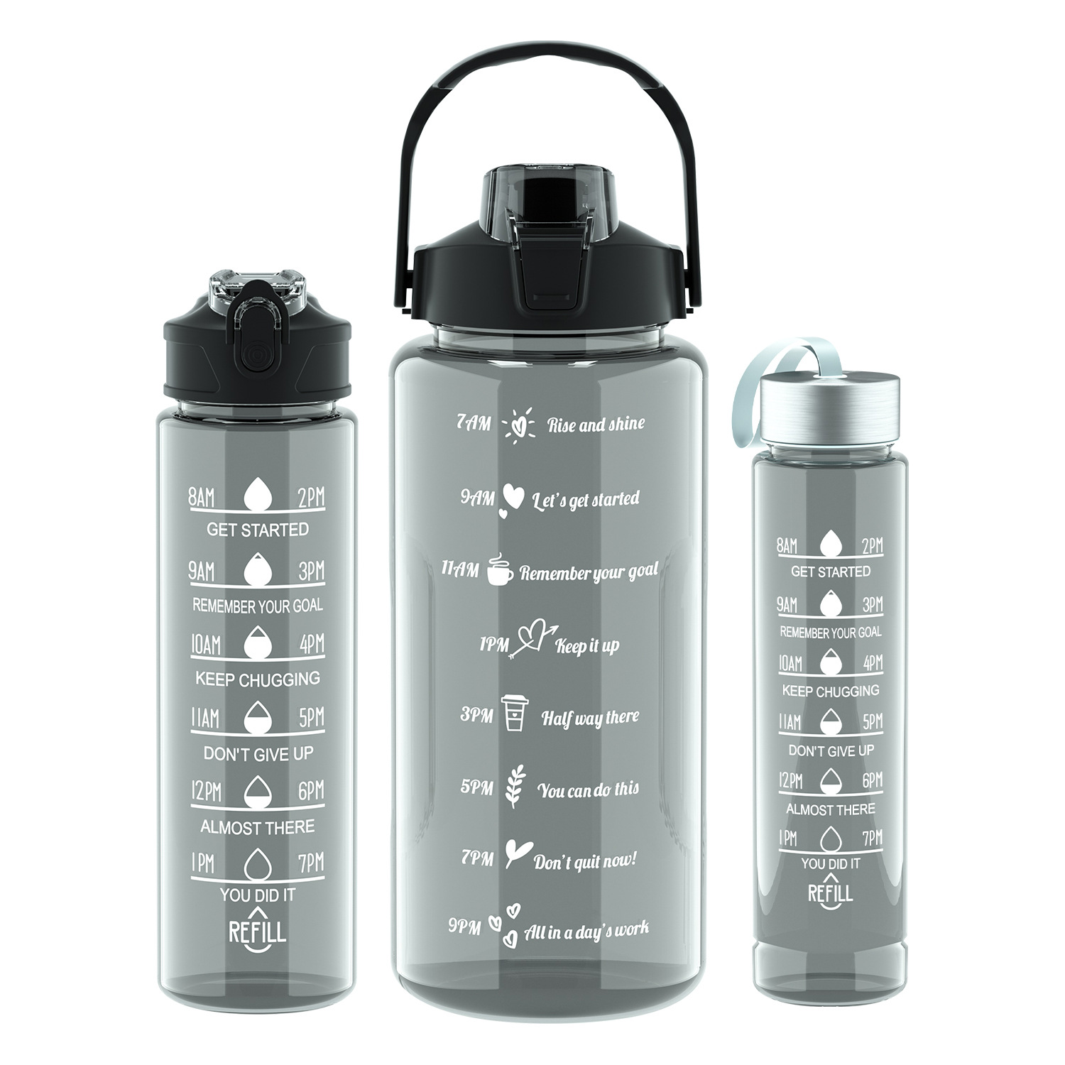 Taza de agua de gran capacidad Taza de paja unisex Botella de agua para exteriores Botella de agua deportiva Taza de plástico resistente a altas temperaturas Juego de tres piezas