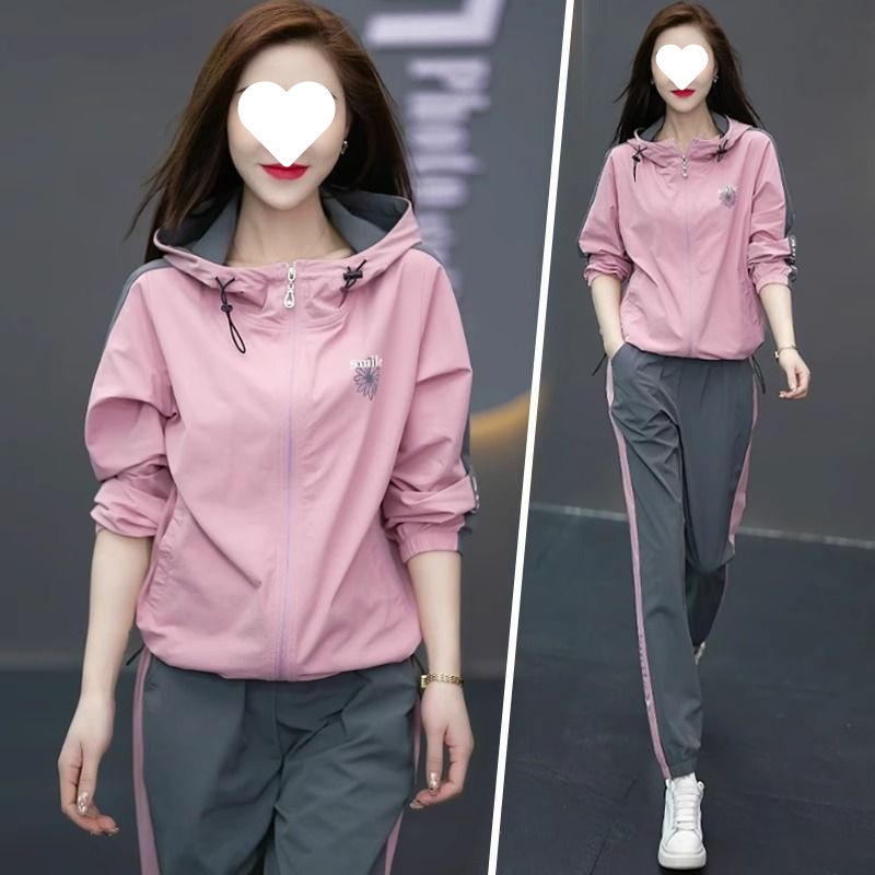 运动套装女2025新款早春穿搭时尚印花跑步服大码气质笙陇|undefined