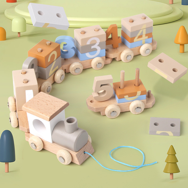 Educación temprana de madera para niños, iluminación, números, cognición del color, construcción, bloques de construcción, troll, juguetes educativos