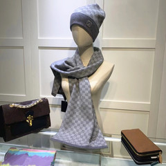 海外で人気のある革製マフラー帽子セットウールニット男性保温成人マフラー長マフラー帽子