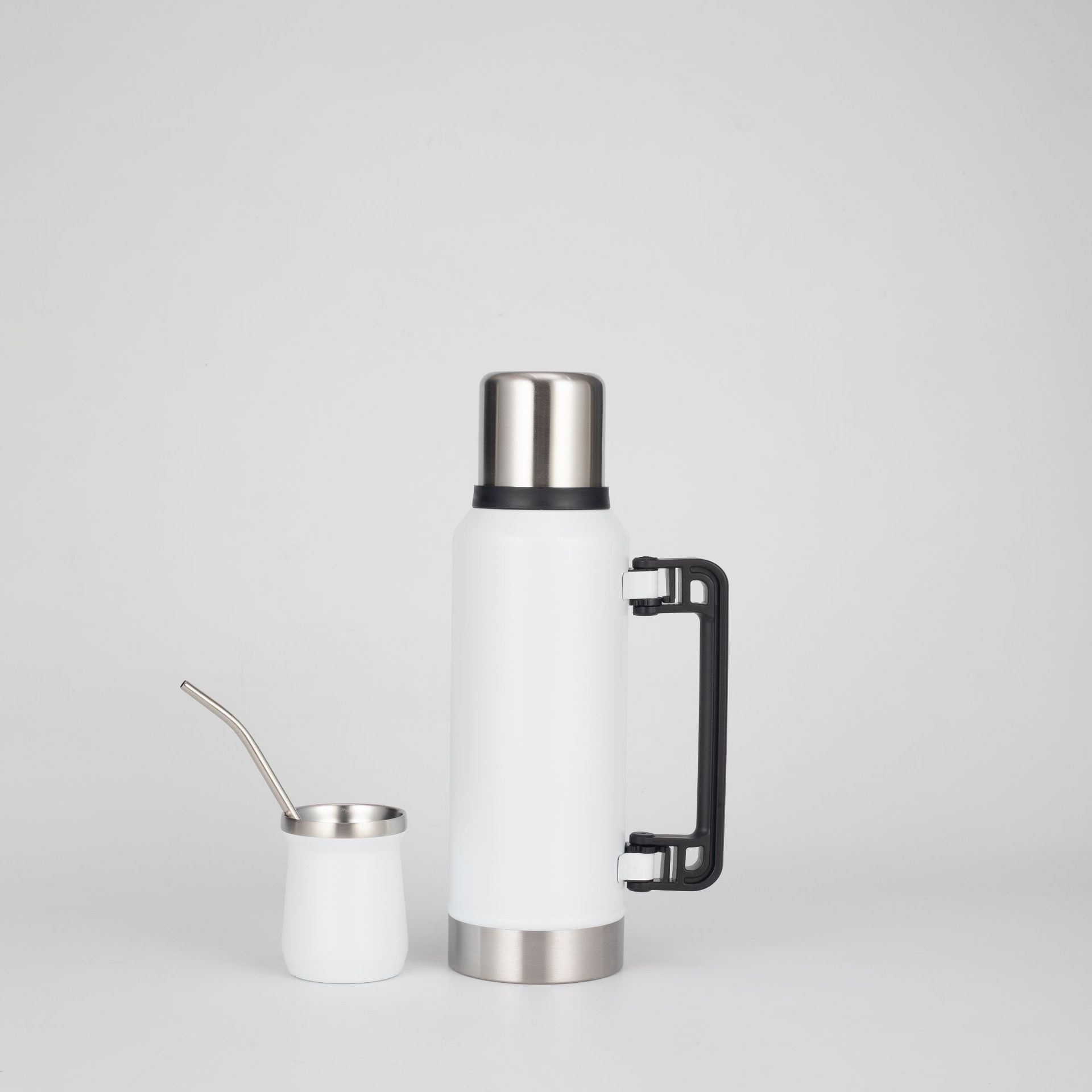 Botella de agua aislada estilo Stanley con asa portátil, botella de ciclismo de gran capacidad, taza térmica de acero inoxidable 304, botella de agua caliente.