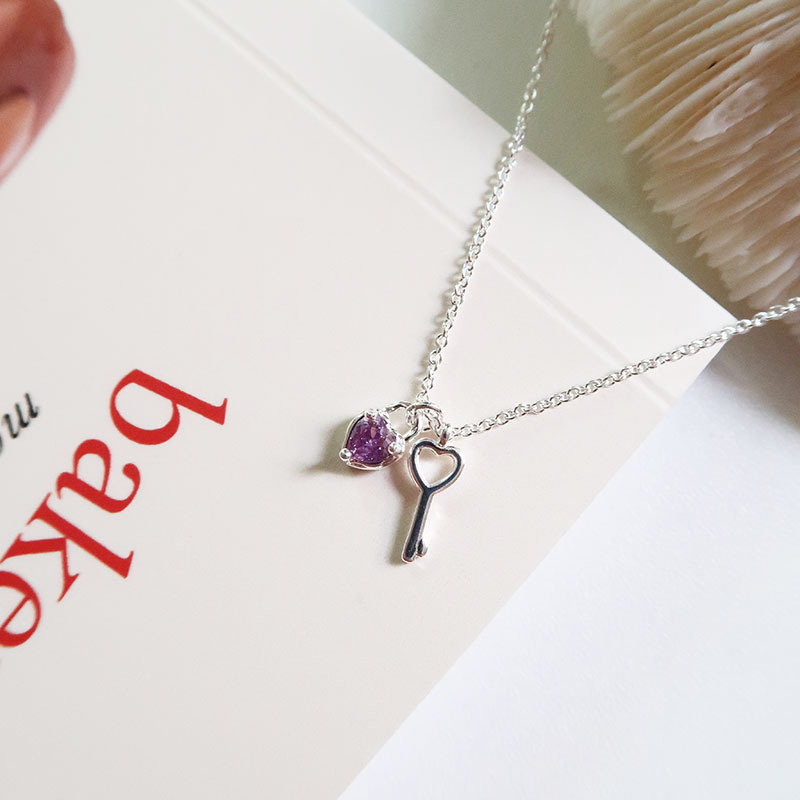 浪漫爱心锆石系列钥匙项链女打开心门小巧锁骨链少女心锁创意饰品