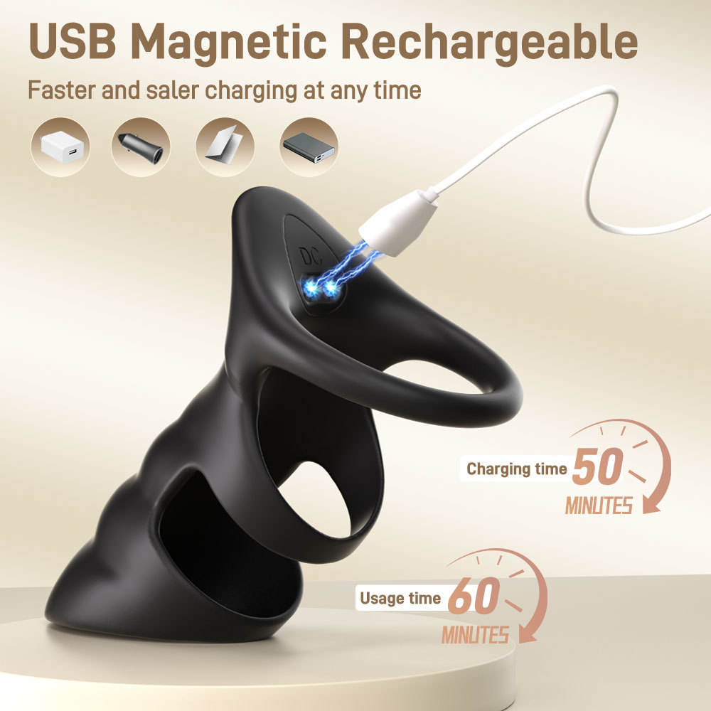 Double Ring Electric Cock Ring For Men Resonance Massage Device_voghion.com