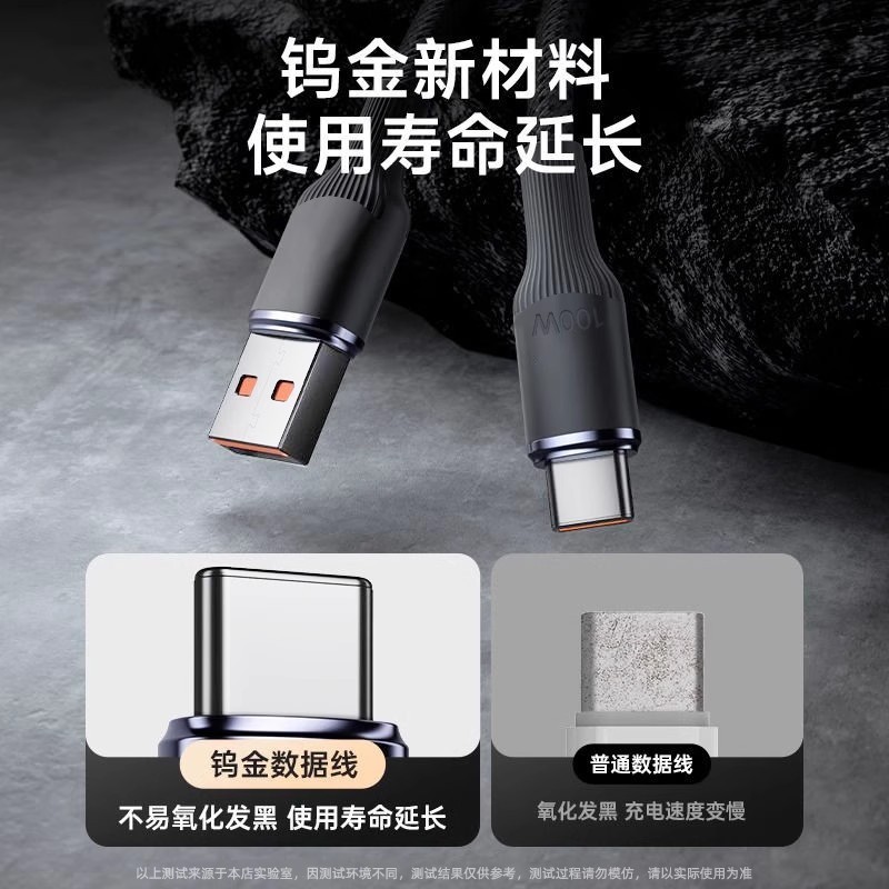 100W鎢金單頭數據線pd線USB線超級快充適用於華為蘋果手機充電線 2