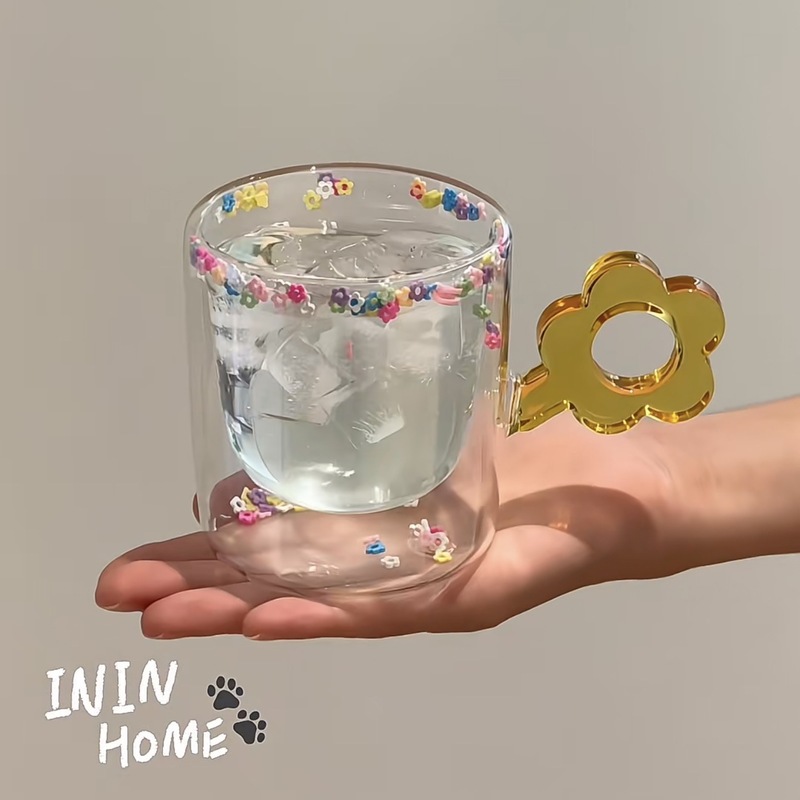 双层花朵杯耐高温牛奶杯女生礼物杯子水杯早餐杯咖啡杯|undefined