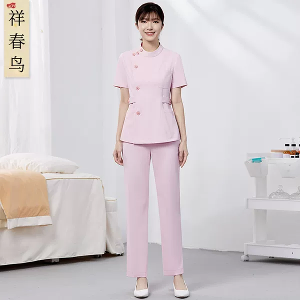 Xiangchunniao High-End Beauty Salon Front Desk Nurse Uniform Set for Spring and Summer, Hospital Dental Clinic Pharmacy Nursing Uniform