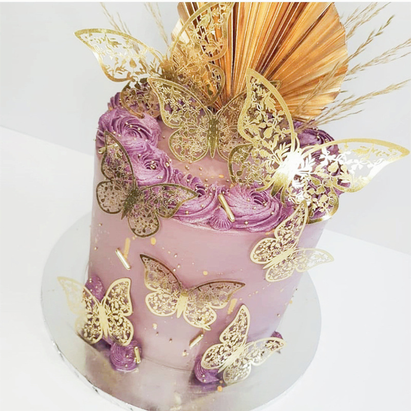 Paper golden double-sided butterfly cake...