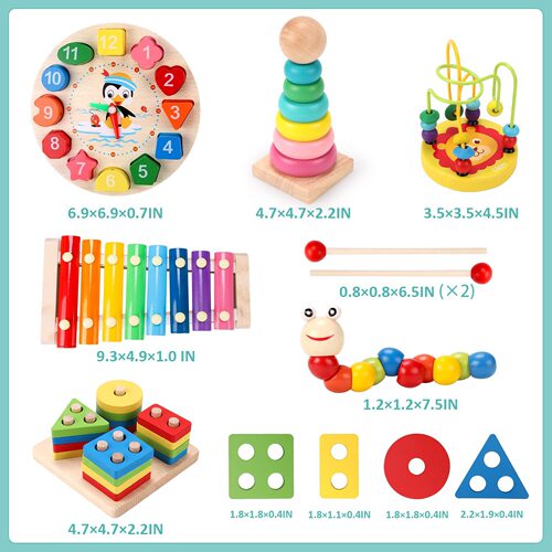 Wooden children's early education educational aids Tetris building blocks tangram puzzles knock-on piano combination toys wholesale