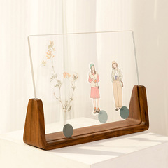 創意u型實木相框擺台6寸7寸8寸10亞克力桌面小擺件洗照片做成相框