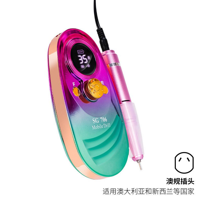 Lijadora de uñas transfronteriza, lijadora de uñas de descarga profesional de alta velocidad, dispositivo de almacenamiento eléctrico, máquina de limpieza de uñas creativa y colorida