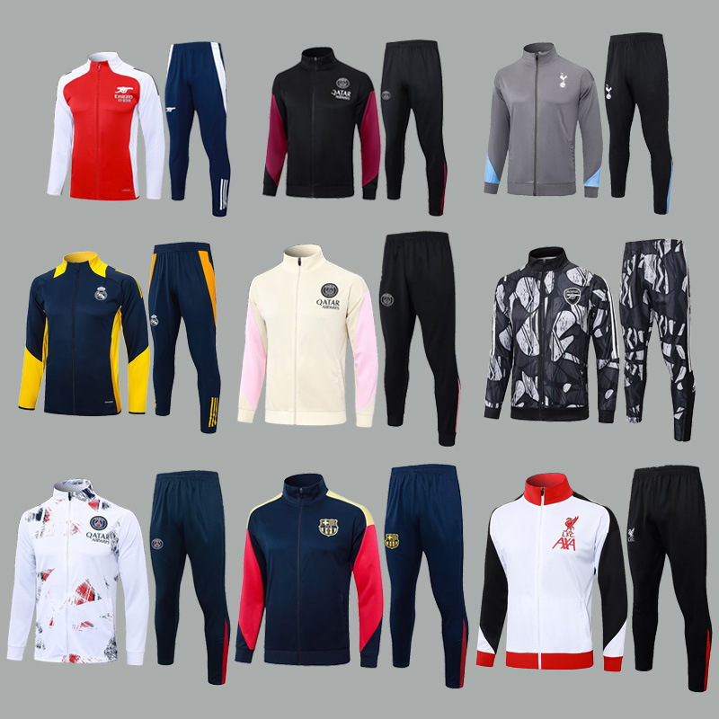 2425 New Kidsren's Long Pull Training Suit Jacket Autumn and Winter Clothing Barcelona Real Madrid Arsenal Juventus Putian Dropshipping