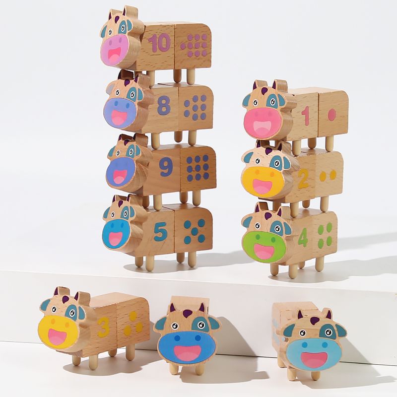 Niños de madera magnética pescado pila música vaca digital cognición jengle taburete equilibrio bloques construcción juguetes educativos