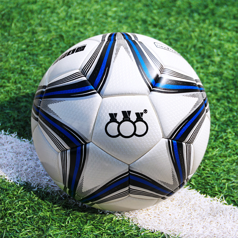 Three-ring seamless thermal bonding leather football microfiber thickened explosion-proof low elasticity No. 4 No. 5 PU football for competition