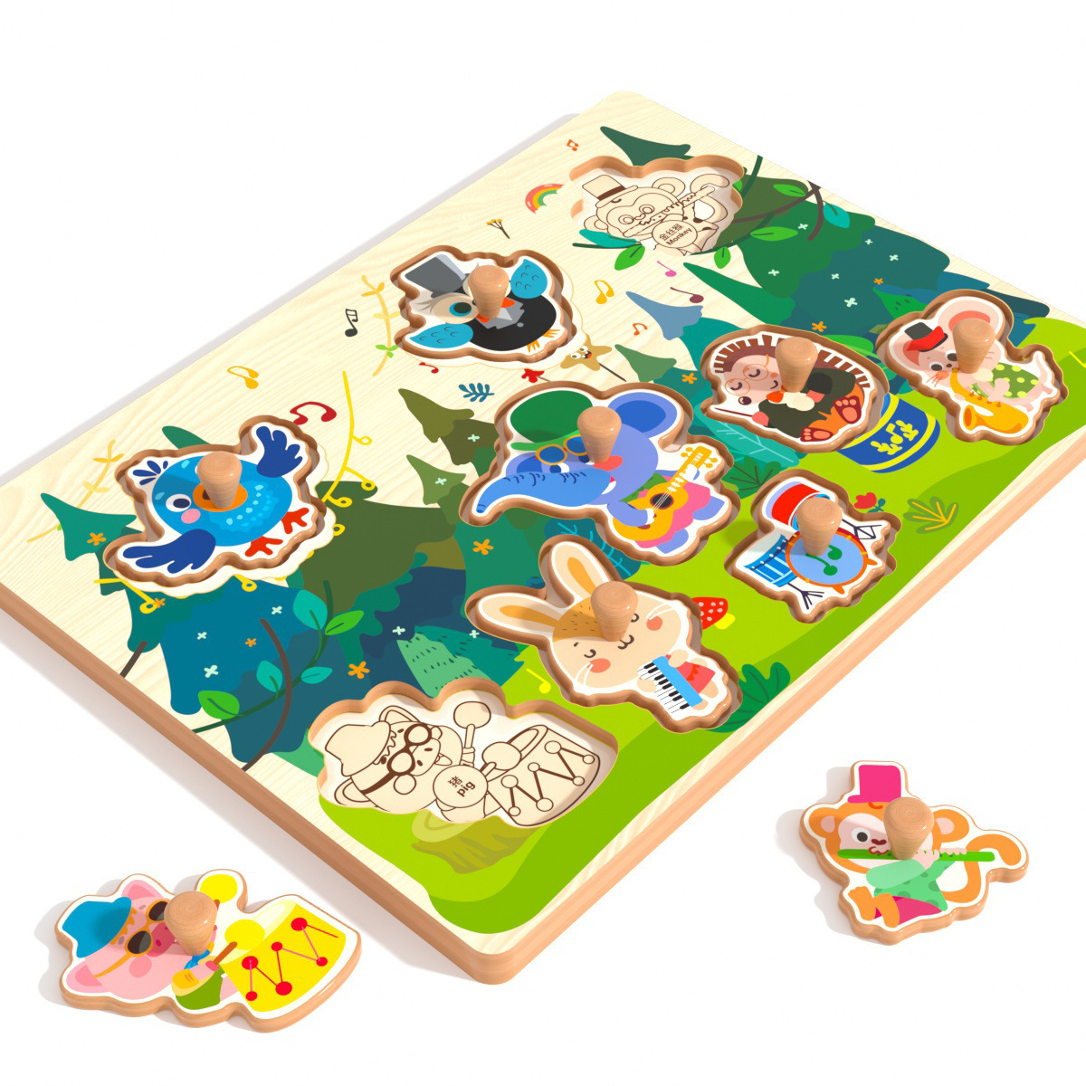 Junta de madera de agarre de mano Junta de puzzles Juguetes de educación temprana Montserrat Junta de puzzles especial para niños de un año y medio