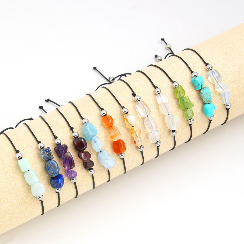 Cross-border amorphous stone birthstone bracelet birthstone women's gift natural stone hand-woven adjustable bracelet