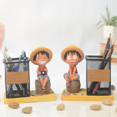 Children's Day Gift Birthday Q-version Resin Creative Pirate King Luffy Pen Holder Stationery Ornament Cartoon Student Gift