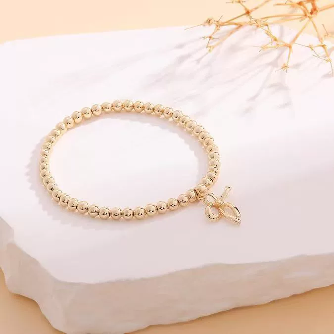 Bracelet with bow, chain, cute accessory, simple and elegant design