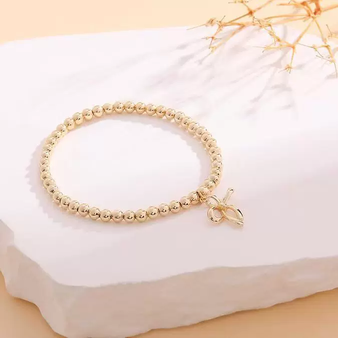 Bracelet with bow, chain, cute accessory, simple and elegant design