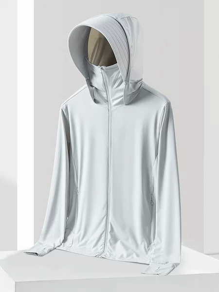 Original yarn Ice Silk sun protection clothing women's detachable brim cool UV protection long sleeve outdoor riding couple sun protection clothing